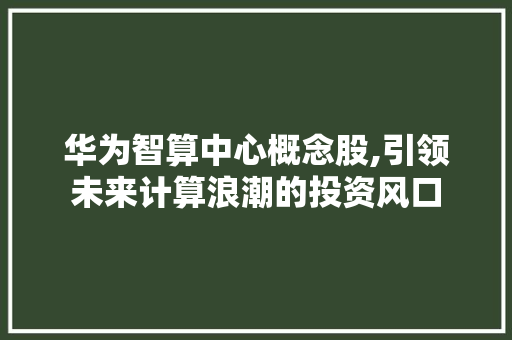 华为智算中心概念股,引领未来计算浪潮的投资风口
