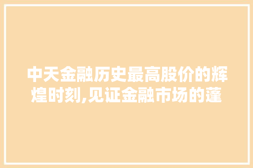 中天金融历史最高股价的辉煌时刻,见证金融市场的蓬勃发展与企业实力 中天金融历史最高股价的辉煌时刻,见证金融市场的蓬勃发展与企业实力