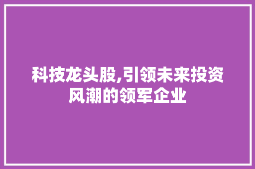 科技龙头股,引领未来投资风潮的领军企业