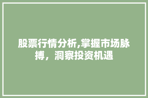 股票行情分析,掌握市场脉搏,洞察投资机遇 股票行情分析,掌握市场脉搏,洞察投资机遇