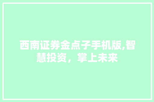 西南证券金点子手机版,智慧投资，掌上未来