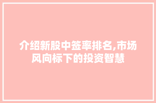 介绍新股中签率排名,市场风向标下的投资智慧 介绍新股中签率排名,市场风向标下的投资智慧