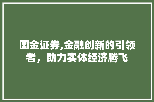 国金证券,金融创新的引领者,助力实体经济腾飞 国金证券,金融创新的引领者,助力实体经济腾飞
