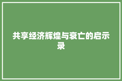 共享经济辉煌与衰亡的启示录 共享经济辉煌与衰亡的启示录