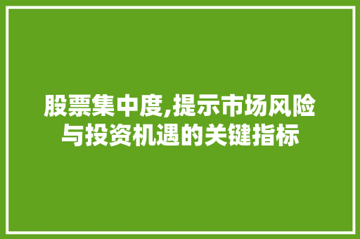 股票集中度,提示市场风险与投资机遇的关键指标 股票集中度,提示市场风险与投资机遇的关键指标