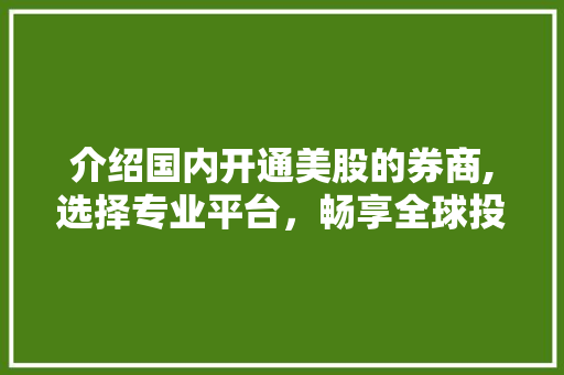 介绍国内开通美股的券商,选择专业平台，畅享全球投资新机遇