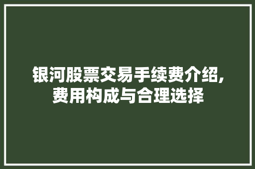 银河股票交易手续费介绍,费用构成与合理选择 银河股票交易手续费介绍,费用构成与合理选择