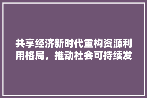 共享经济新时代重构资源利用格局,推动社会可持续发展 共享经济新时代重构资源利用格局,推动社会可持续发展