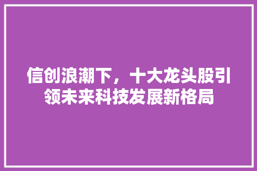 信创浪潮下,十大龙头股引领未来科技发展新格局 信创浪潮下,十大龙头股引领未来科技发展新格局