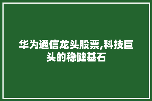 华为通信龙头股票,科技巨头的稳健基石 华为通信龙头股票,科技巨头的稳健基石