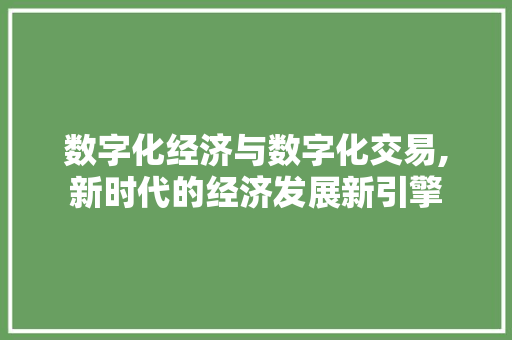 数字化经济与数字化交易,新时代的经济发展新引擎 数字化经济与数字化交易,新时代的经济发展新引擎