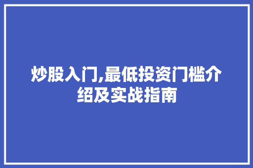 炒股入门,最低投资门槛介绍及实战指南 炒股入门,最低投资门槛介绍及实战指南