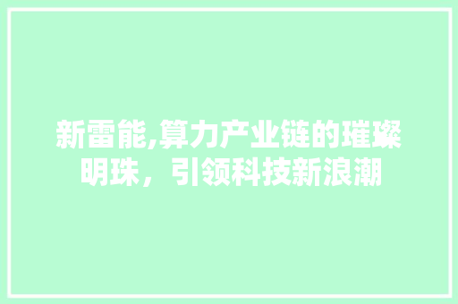 新雷能,算力产业链的璀璨明珠,引领科技新浪潮 新雷能,算力产业链的璀璨明珠,引领科技新浪潮