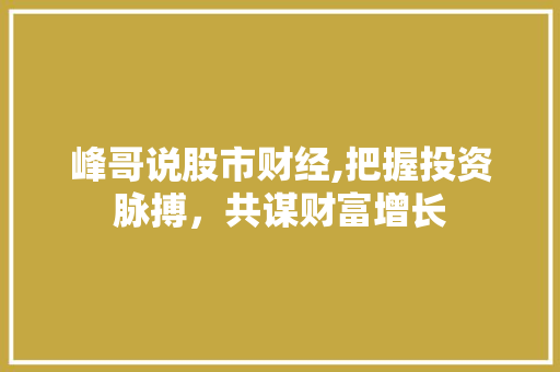 峰哥说股市财经,把握投资脉搏,共谋财富增长 峰哥说股市财经,把握投资脉搏,共谋财富增长