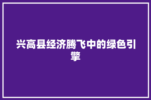 兴高县经济腾飞中的绿色引擎 兴高县经济腾飞中的绿色引擎