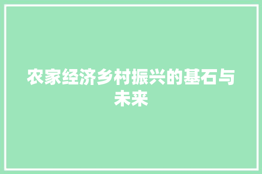 农家经济乡村振兴的基石与未来 农家经济乡村振兴的基石与未来