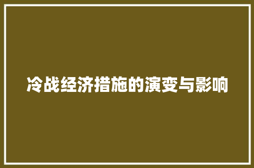 冷战经济措施的演变与影响 冷战经济措施的演变与影响