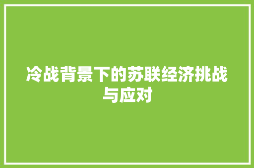 冷战背景下的苏联经济挑战与应对 冷战背景下的苏联经济挑战与应对