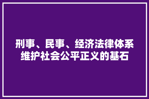 刑事、民事、经济法律体系维护社会公平正义的基石 刑事、民事、经济法律体系维护社会公平正义的基石