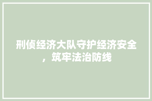 刑侦经济大队守护经济安全,筑牢法治防线 刑侦经济大队守护经济安全,筑牢法治防线