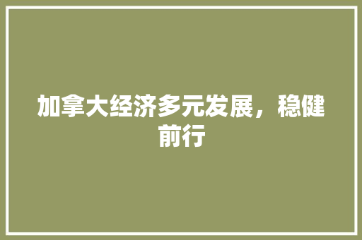 加拿大经济多元发展，稳健前行