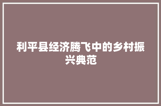 利平县经济腾飞中的乡村振兴典范 利平县经济腾飞中的乡村振兴典范