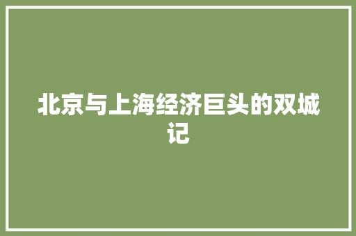 北京与上海经济巨头的双城记 北京与上海经济巨头的双城记