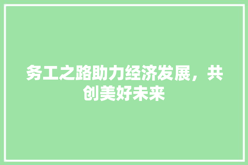 务工之路助力经济发展，共创美好未来