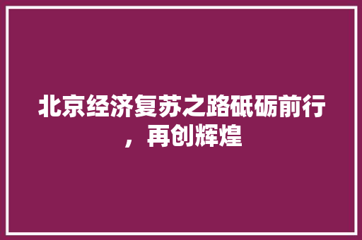 北京经济复苏之路砥砺前行,再创辉煌 北京经济复苏之路砥砺前行,再创辉煌