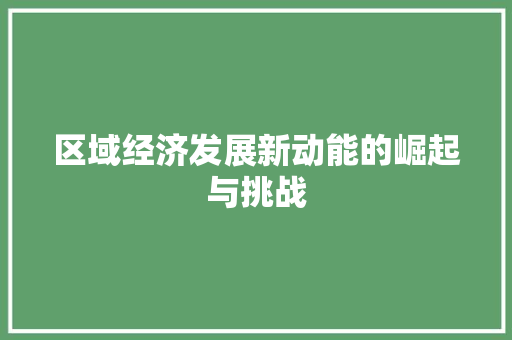 区域经济发展新动能的崛起与挑战 区域经济发展新动能的崛起与挑战