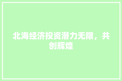 北海经济投资潜力无限,共创辉煌 北海经济投资潜力无限,共创辉煌