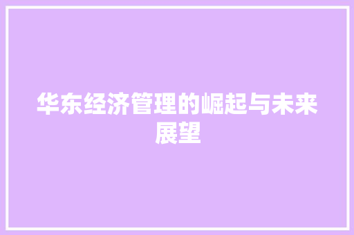华东经济管理的崛起与未来展望 华东经济管理的崛起与未来展望