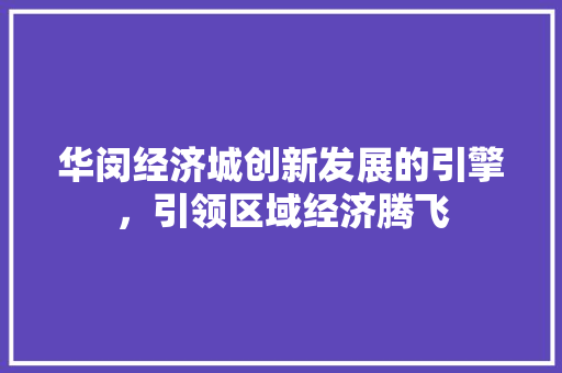 华闵经济城创新发展的引擎,引领区域经济腾飞 华闵经济城创新发展的引擎,引领区域经济腾飞