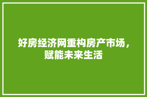 好房经济网重构房产市场,赋能未来生活 好房经济网重构房产市场,赋能未来生活