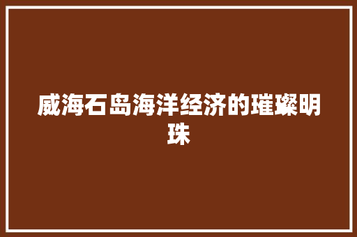 威海石岛海洋经济的璀璨明珠 威海石岛海洋经济的璀璨明珠