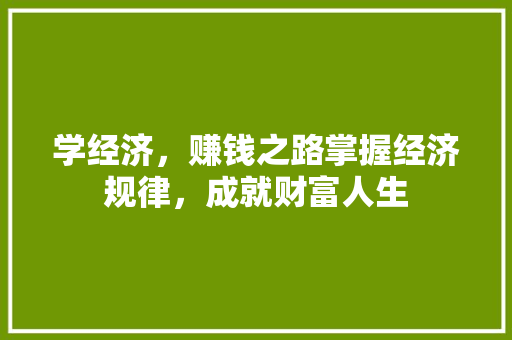 学经济,赚钱之路掌握经济规律,成就财富人生 学经济,赚钱之路掌握经济规律,成就财富人生