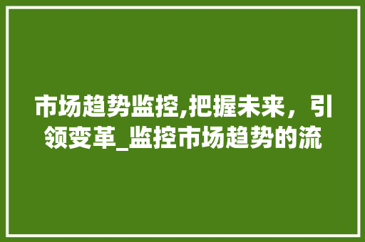 市场趋势监控,把握未来,引领变革_监控市场趋势的流程包括 市场趋势监控,把握未来,引领变革_监控市场趋势的流程包括