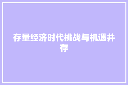 存量经济时代挑战与机遇并存 存量经济时代挑战与机遇并存