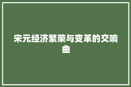 宋元经济繁荣与变革的交响曲 宋元经济繁荣与变革的交响曲