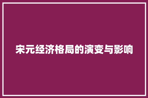 宋元经济格局的演变与影响 宋元经济格局的演变与影响