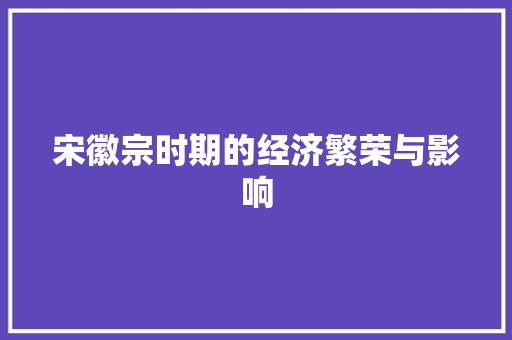 宋徽宗时期的经济繁荣与影响 宋徽宗时期的经济繁荣与影响