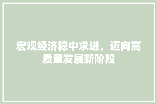 宏观经济稳中求进,迈向高质量发展新阶段 宏观经济稳中求进,迈向高质量发展新阶段