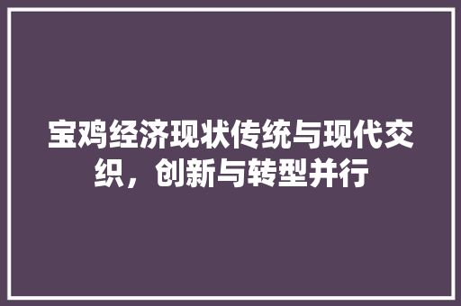宝鸡经济现状传统与现代交织,创新与转型并行 宝鸡经济现状传统与现代交织,创新与转型并行