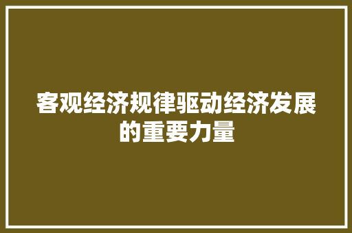 客观经济规律驱动经济发展的重要力量 客观经济规律驱动经济发展的重要力量