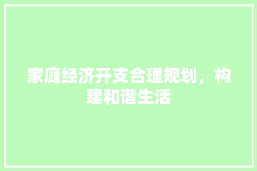 家庭经济开支合理规划,构建和谐生活 家庭经济开支合理规划,构建和谐生活