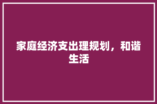 家庭经济支出理规划,和谐生活 家庭经济支出理规划,和谐生活