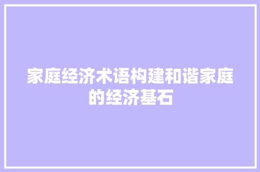 家庭经济术语构建和谐家庭的经济基石 家庭经济术语构建和谐家庭的经济基石