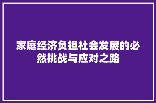 家庭经济负担社会发展的必然挑战与应对之路 家庭经济负担社会发展的必然挑战与应对之路