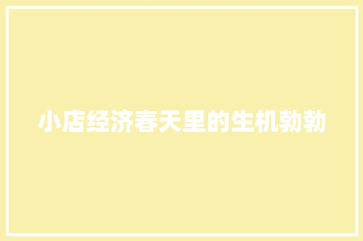 小店经济春天里的生机勃勃 小店经济春天里的生机勃勃