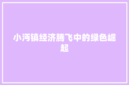 小沔镇经济腾飞中的绿色崛起 小沔镇经济腾飞中的绿色崛起